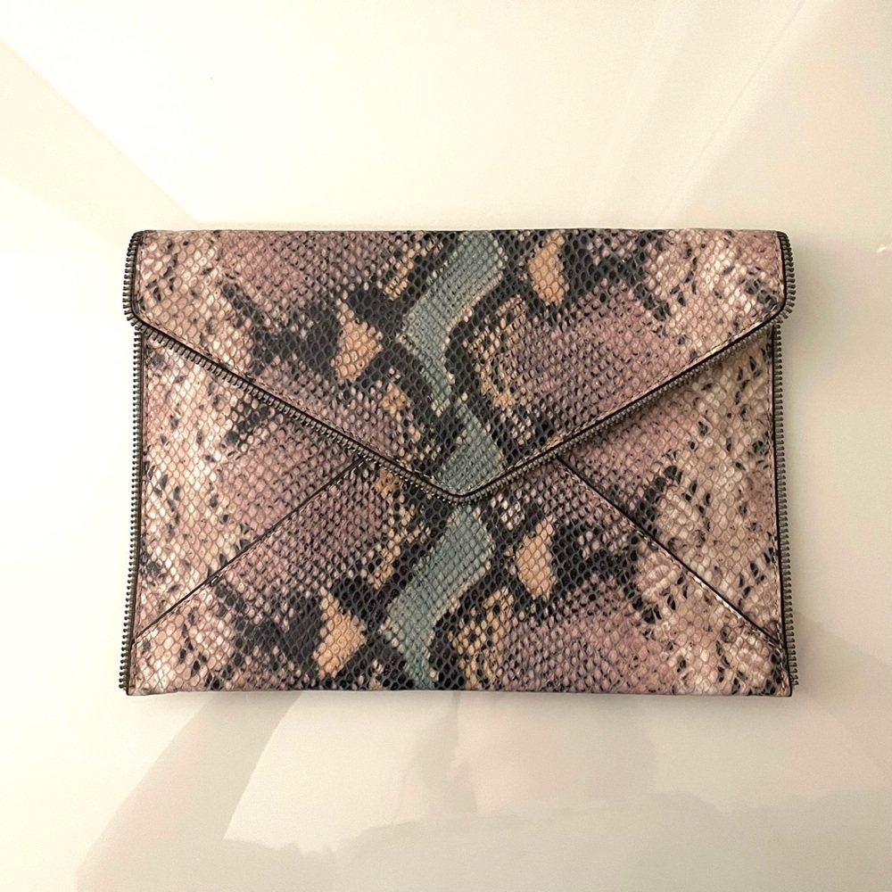 Rebecca Minkoff Snake-Embossed Leather Clutch